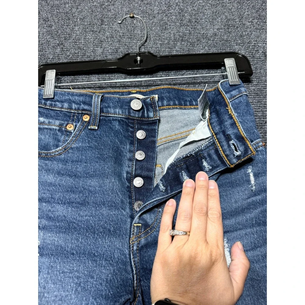 Levi's Premium 501 Original Shorts Women 27 Blue Excellent Distressed Cut Off